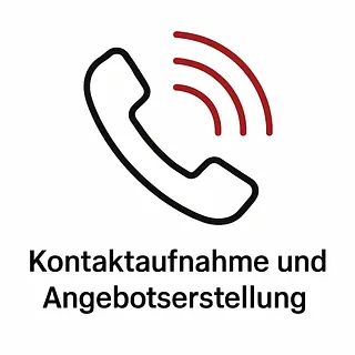 Ein Icon mit einem Telefon. Unter dem Icon steht Kontaktaufnahme und Angebotserstellung. Unser Umzugsunternehmen aus Hamburg erstellt für Sie ein individuelles Angebot.